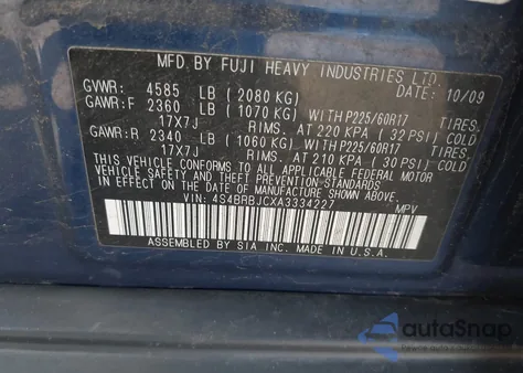 2010 Subaru Outback 2.5I Limited from USA, damaged, VIN 4S4BRBJCXA3334227